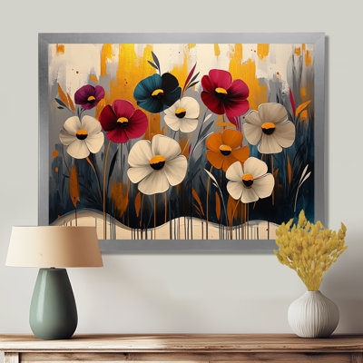 Art floral rouge et bleuet