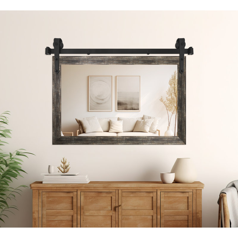 Conner Rea Flat Mirror, 20" x 33", Brown Distressed