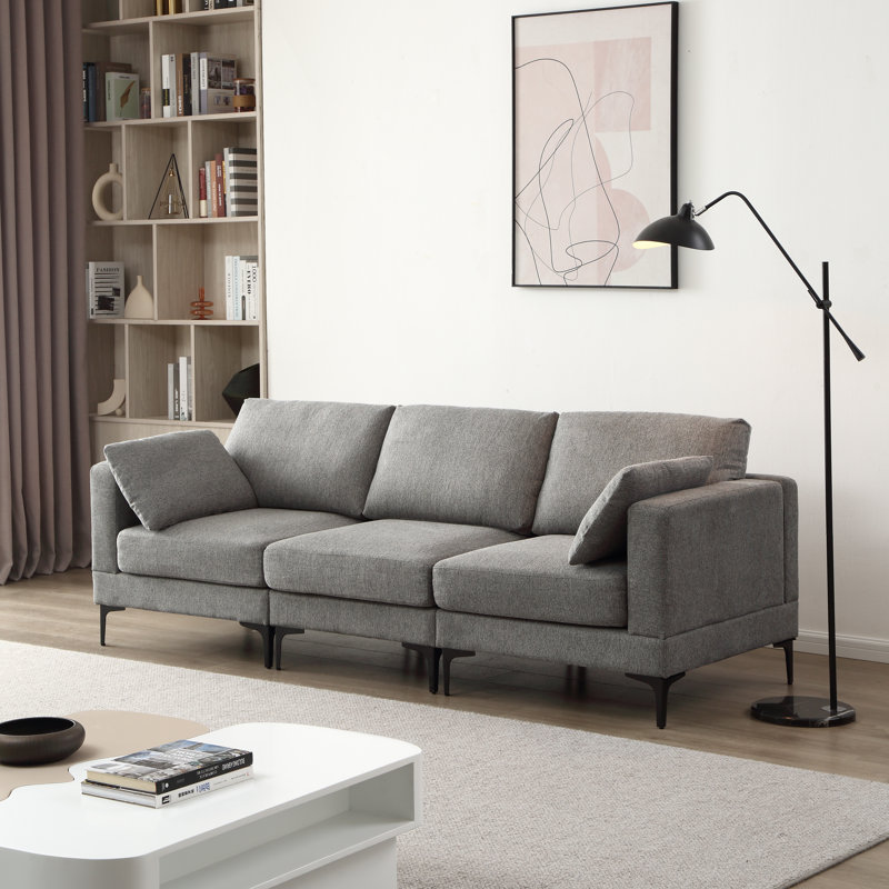 Dan 3 Seater Cotton Sofa, Deep Grey