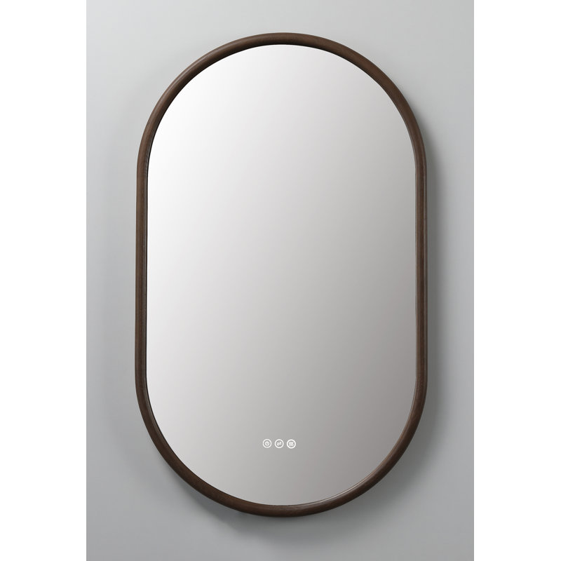 Zen LED Mirror, 39.37" x 23.62", Chestnut, Oval