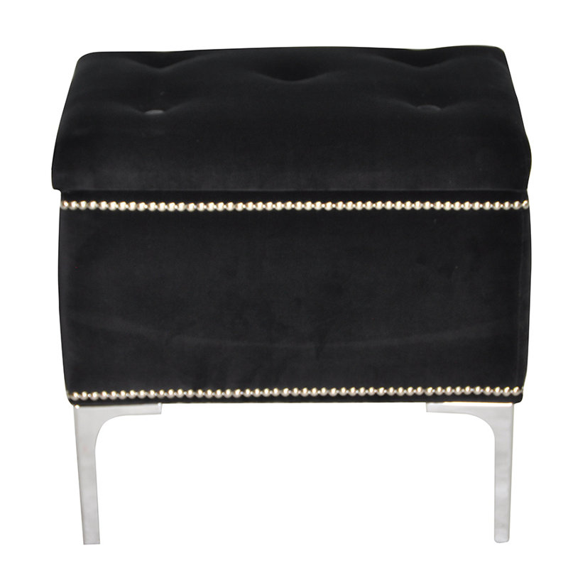 Luxe 45cm Wide Tufted Square Solid Colour Ottoman with Storage