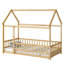 Lit simple en bois avec structure de toit et garde-corps