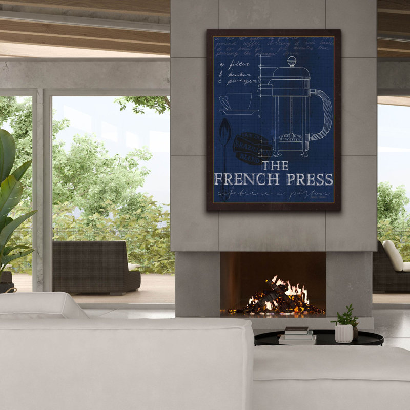 «Coffee Blueprint 1 1ndigo» par Marco Fabiano, art mural sur toile, H 54 po x l 40 po x P 1,5 po