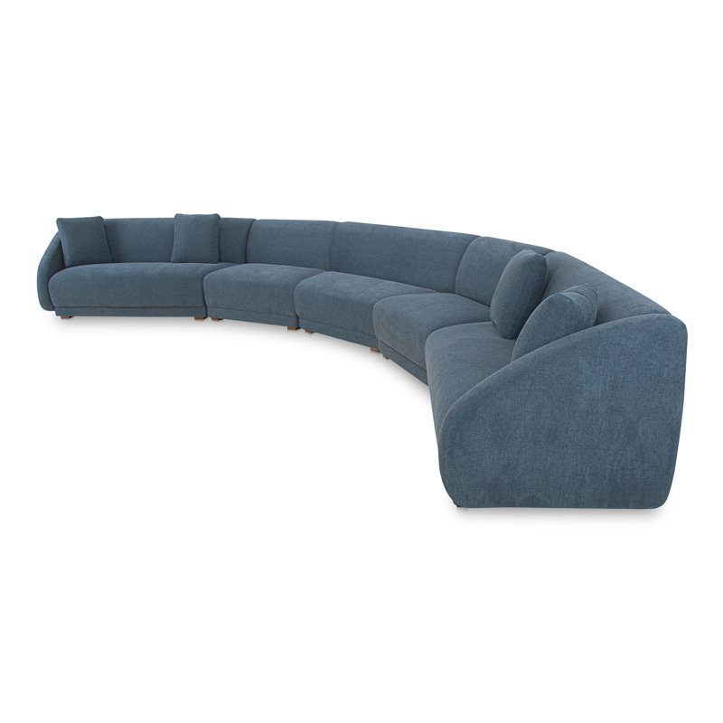 Rae Modular Sectional, Blue Polyester, 31.5" H x 192" W x 34.29" D