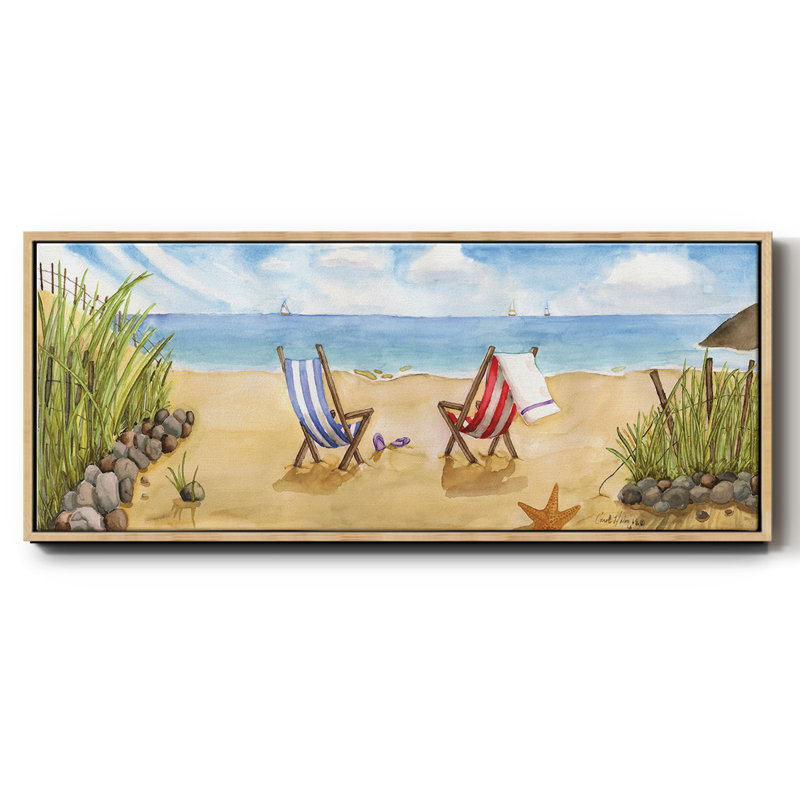 Plage pour deux, reproduction sur toile encadrée, H 12 po x l 30 po x P 1,5 po, Naturel