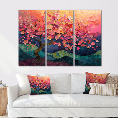 Vibrant Cherry Blossom Tree II - Ensemble de décoration murale cerisier en fleurs