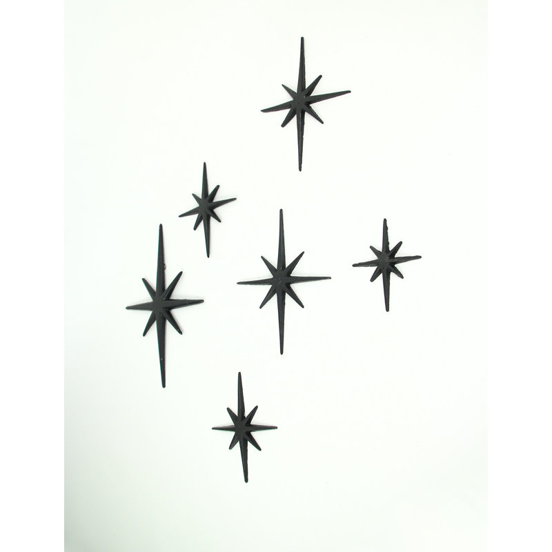 Ensemble de 6 décorations murales Starburst, Noir