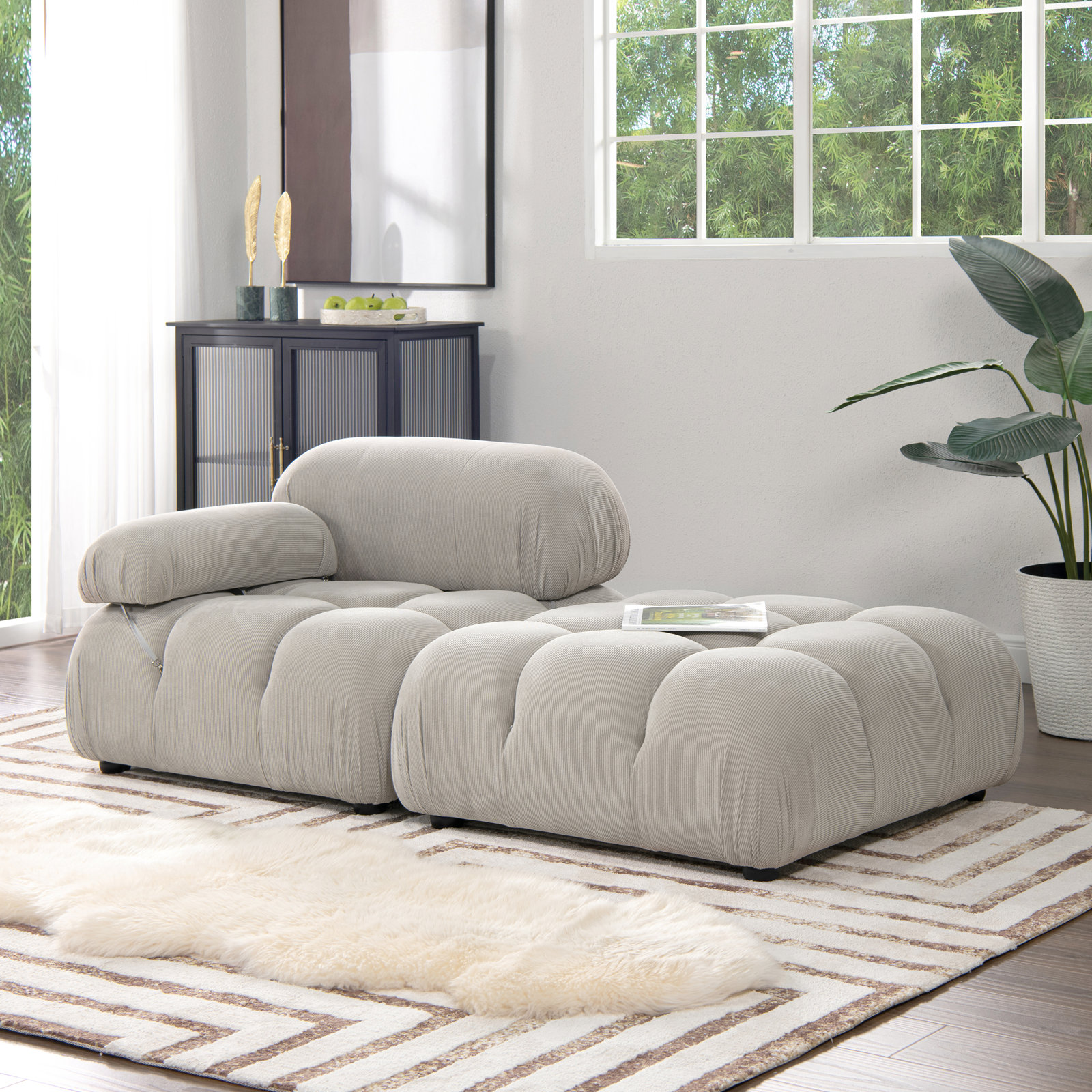 Sigma 73" Loveseat, Pebble Gray Corduroy