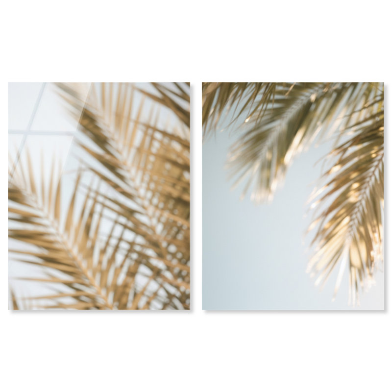 Palm Visions Set High-Gloss Frameless Acrylic Glass Wall Art Floral & Botanical Print by Oliver Gal, Ready to Hang, 16 x 20