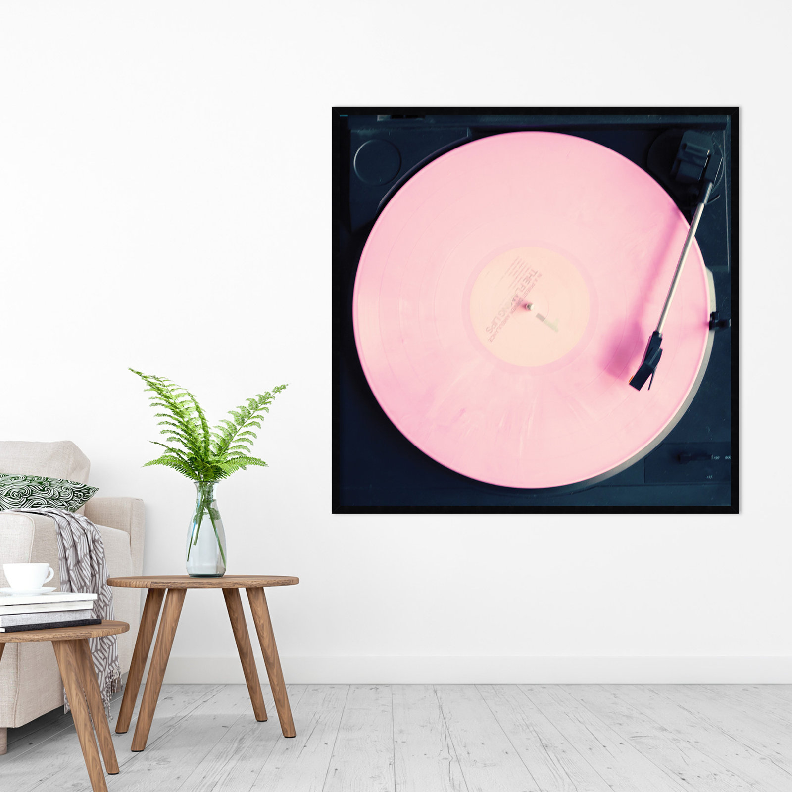 Pink Record by Caroline Mint, Black, 41.25" H x 41.25" W x 0.88" D