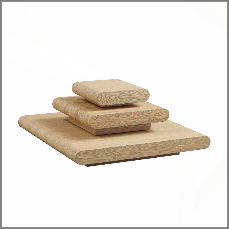 Table basse 3 pièces modulaire empilable - aspect bois naturel, devant en MDF Mordern, table basse carrée de 39,37 pouces pour le salon, sans assemblage, couleur naturelle