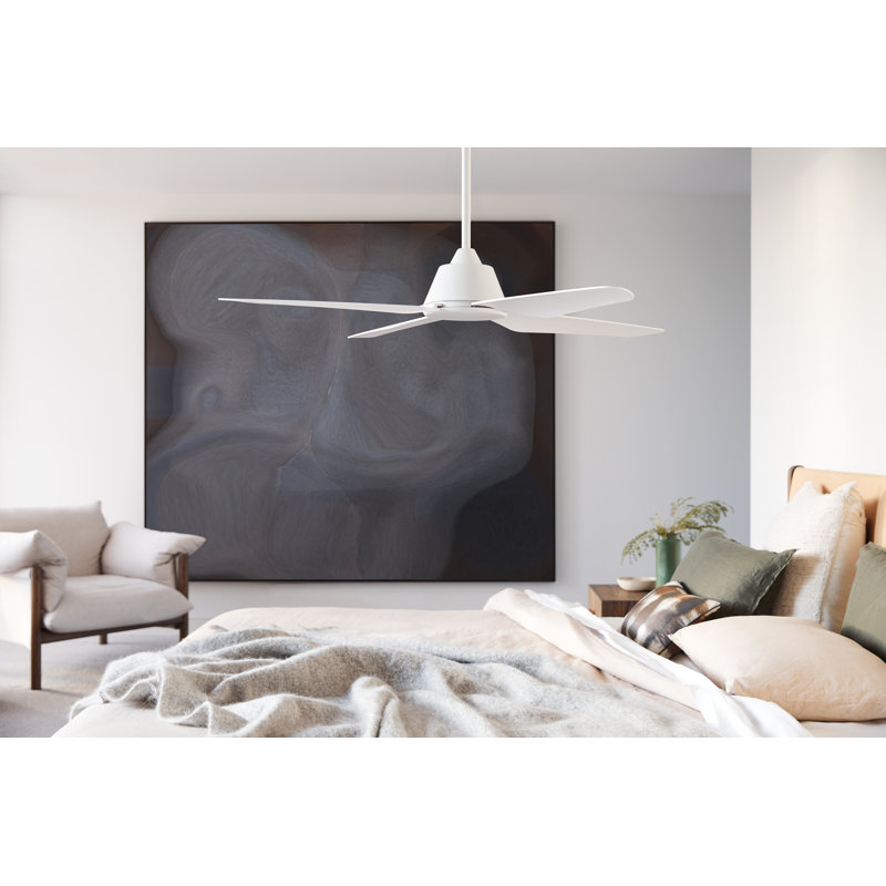 Aria 52in 4-Blades Indoor/Outdoor Ceiling Fan with Remote Control and Light, White