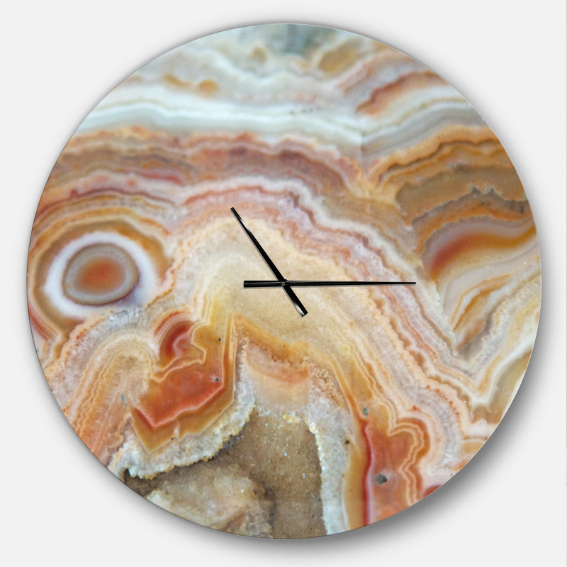 Strips and Ovals on Agate - Horloge murale moderne, Surdimensionné, Rond