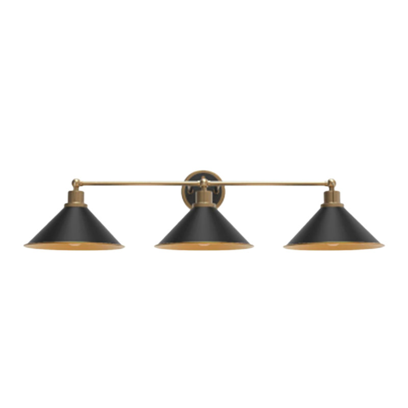 Applique murale à 2 lumières, abat-jour conique en métal, fini laiton antique et vert sauge, Antique Brass/Green, 2 Lights