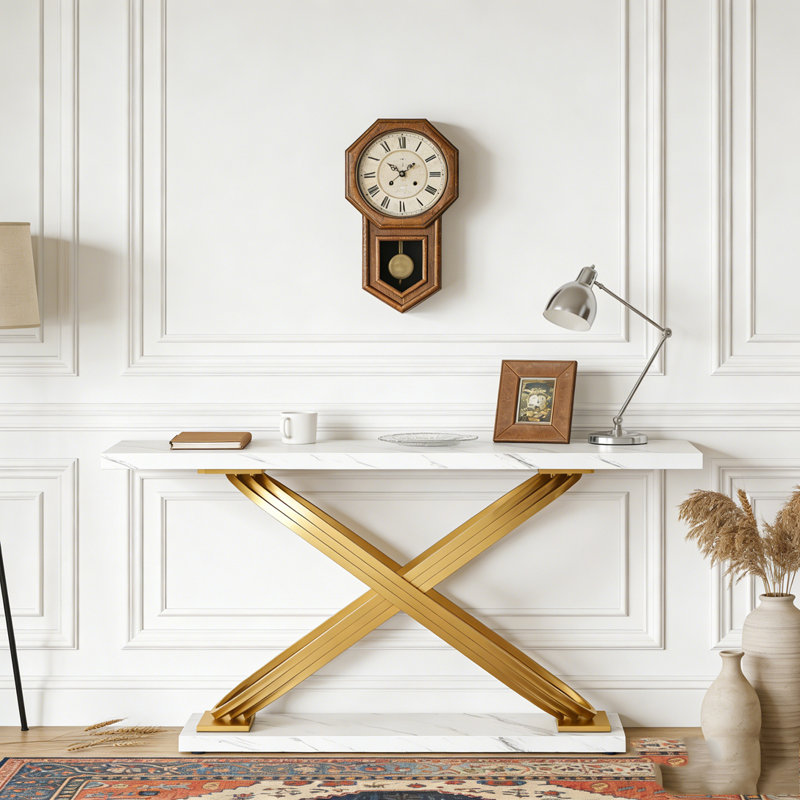 Table d'entrée moderne pour canapé en faux marbre