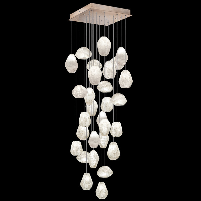Luminaire suspendu 30 po Natural Inspirations, Doré, Quartz transparent