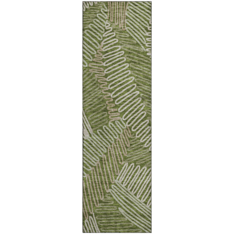 Premium Machine Washable Prisco Olive Rug