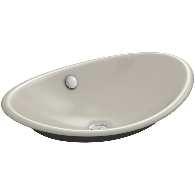 Iron Plains Metal Oval Vessel Bathroom Sink with Overflow, Sandbar