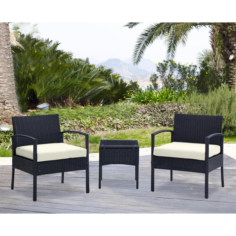 Ensemble de conversation moderne pour 2 personnes avec coussins en polyester Noli, Crème, crème