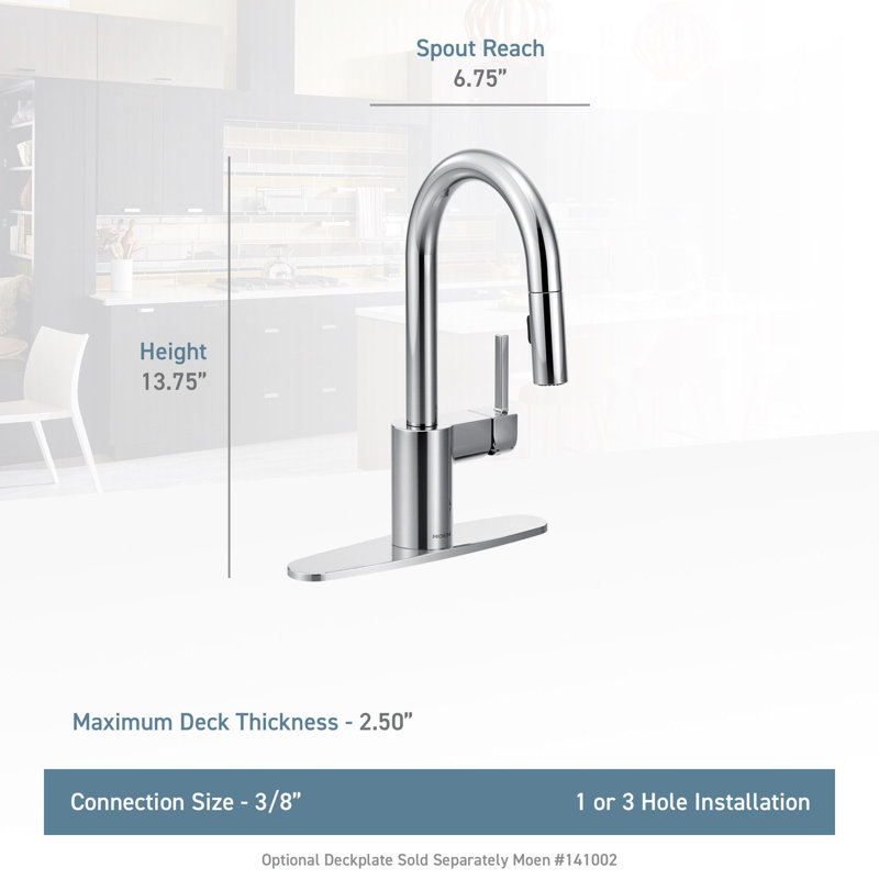Moen Align One-Handle Pulldown Bar Faucet with Power Clean featuring Reflex, Chrome