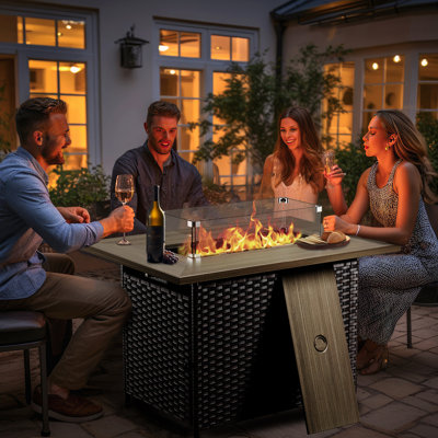 Layhill 41" W Propane Gas Fire Pit Table with Wind Guard