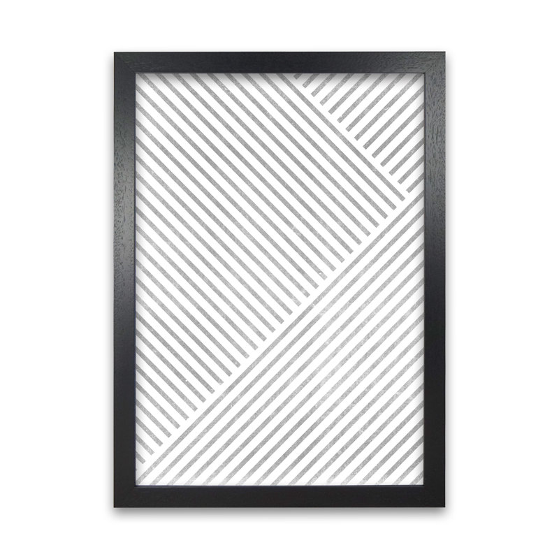 Mid Century Texture Lines B - Single Picture Frame Print, Black Frame, 59cm H x 42cm W x 3cm D
