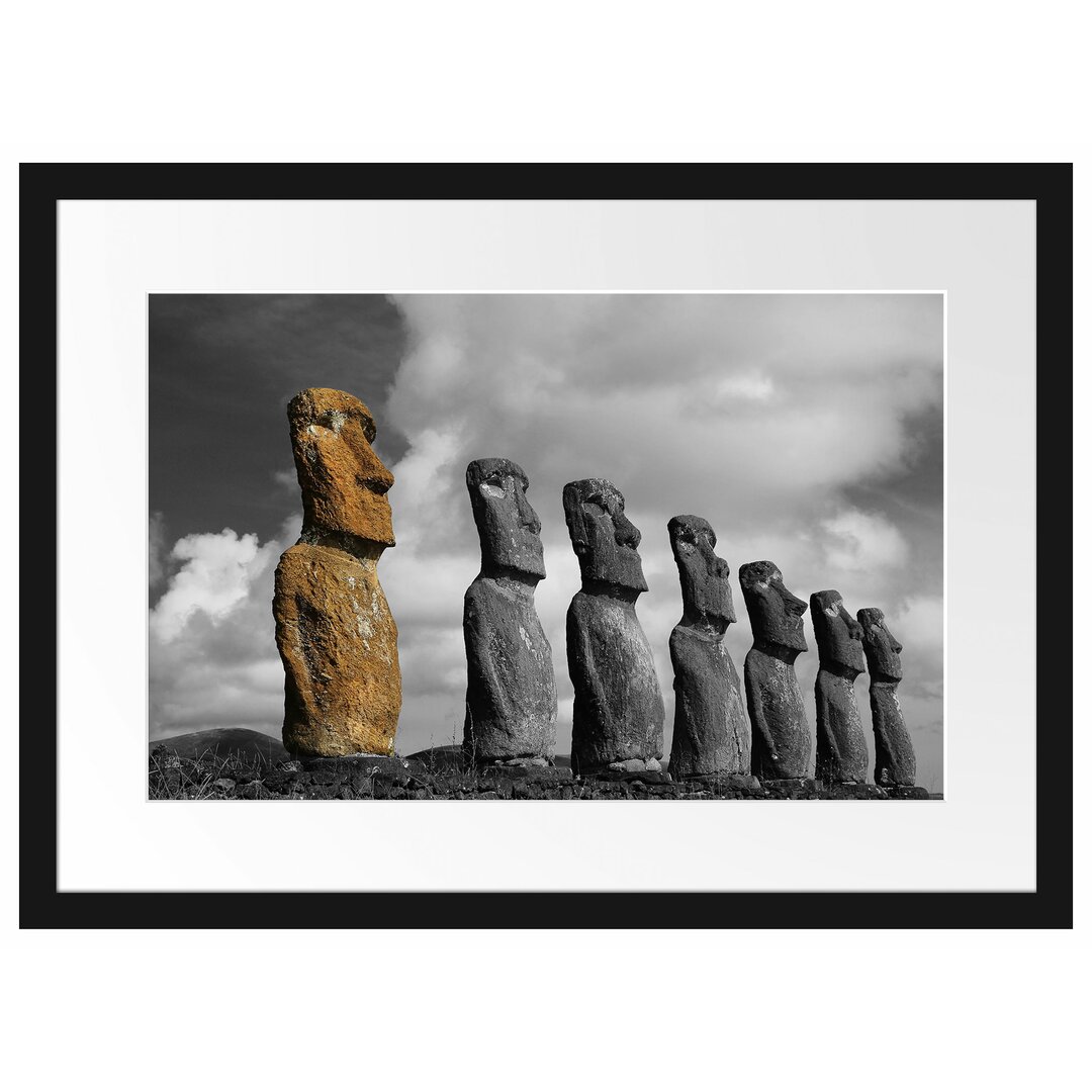 Gerahmtes Poster Schöne Moai Statuen