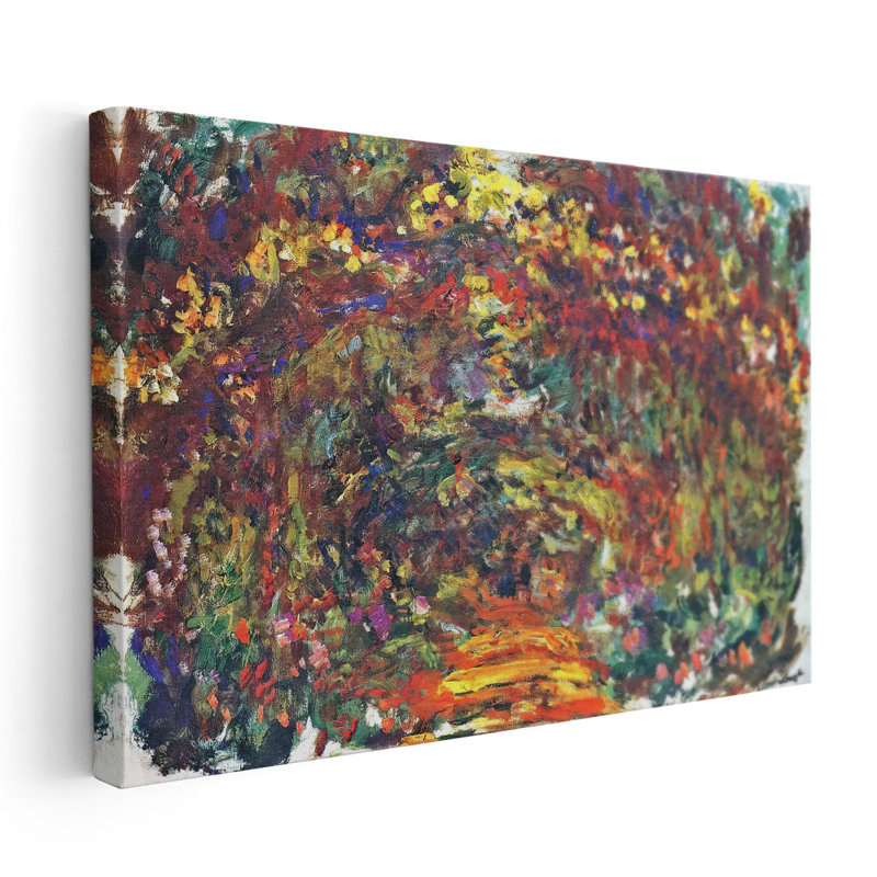 Sentier sous les treillis roses, Giverny, 1920 - 1922 - reproduction d'art sur toile, H 32 po x l 48 po