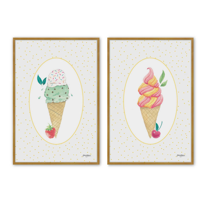 Ensemble de 2 impressions à la fraise et à la cerise, Or poli, Impression encadrée, 30 po x 20 po