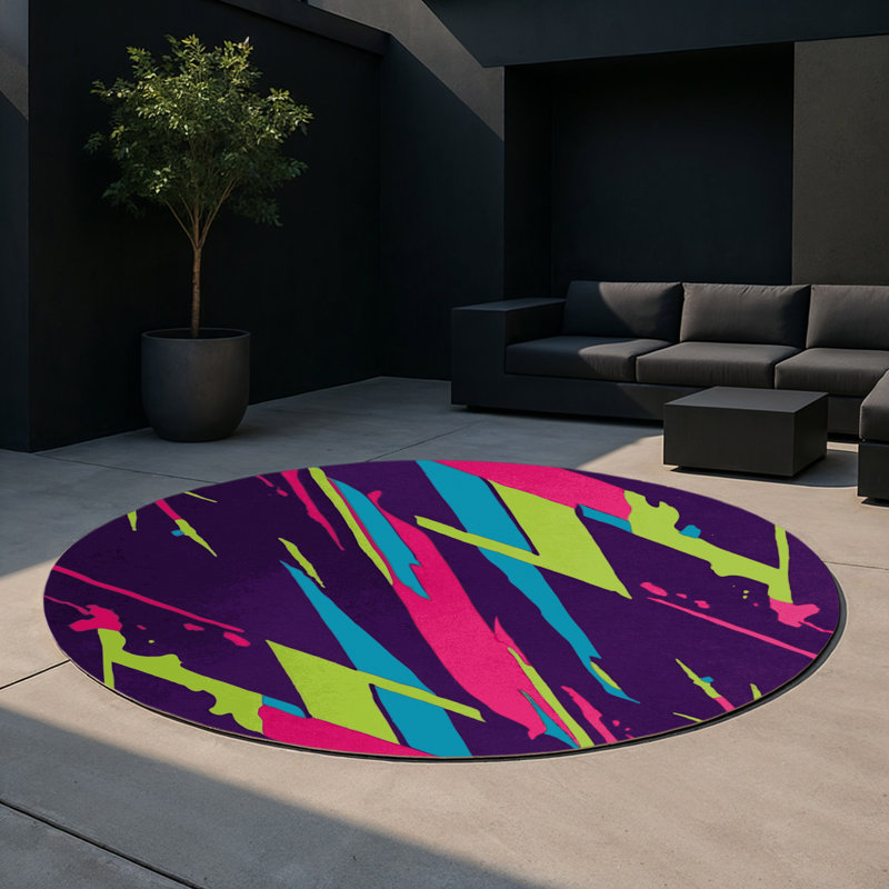 Tapis intérieur et extérieur Prismatic Blaze, Rond 5 pi