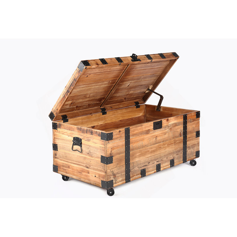 Table basse rectangulaire avec plateau en bois massif, Naturel