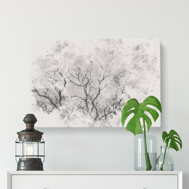 Bird In A Winter Tree - Wrapped Canvas Print, 40cm H x 60cm W x 3cm D
