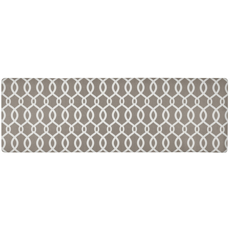 Geometric Water Resistant Anti-Fatigue Non-Skid Kitchen Mat, Beige, Runner 1'5.5" x 4'7"