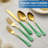 20-Pieces Gold Stainless Steel Green Handle Flatware Set