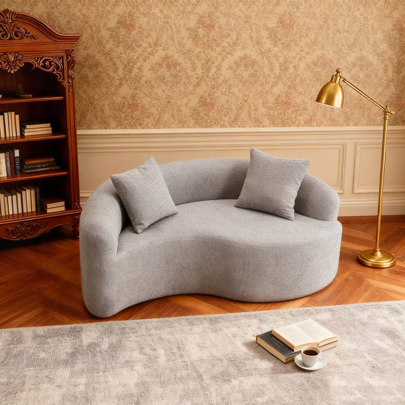 Canapé modulaire en chenille Boneless, Gris clair
