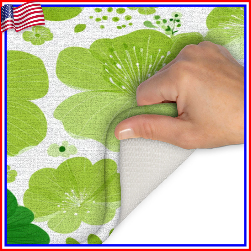 Floral Bath Mat Nature Bathroom Decor Bohemian Boho, Single - 17" L x 24" W, Green Floral 7