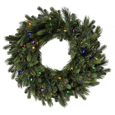 30" LED Deluxe Mix PE Pine Wreath