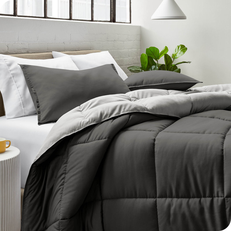 Twin Grey and Aqua Reversible Down Alternative Microfiber Comforter