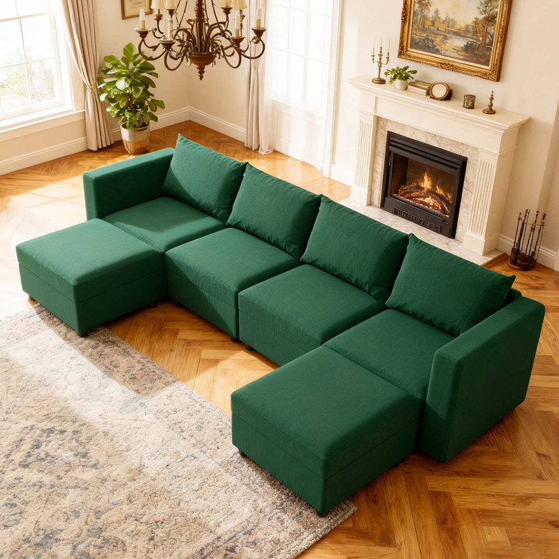 Canapé modulaire rembourré 6 pièces avec rangement BOX MODULE STO SOFA, Mélange de coton