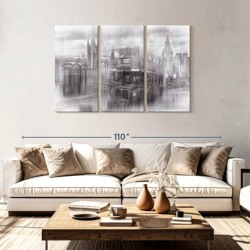 Sebbie London Westminster Collage BW, 48" H x 74" W