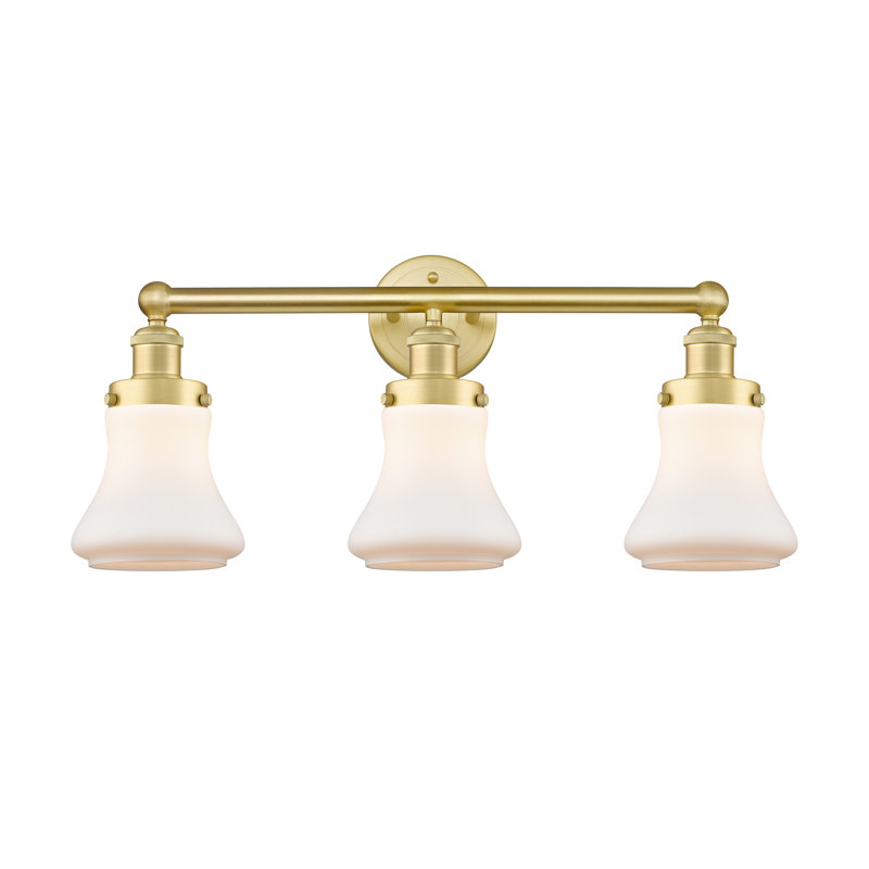 Éclairage pour meuble-lavabo à 3 lumières à intensité variable Asadbek, Blanc mat, Or satiné