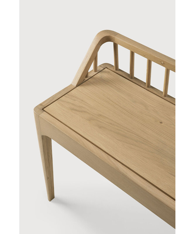 Spindle Solid Wood Bench, Natural Oak