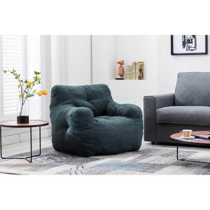 Fauteuil à billes rembourré de mousse avec chambre à coucher moderne en tissu moelleux et mousse, Tissu vert