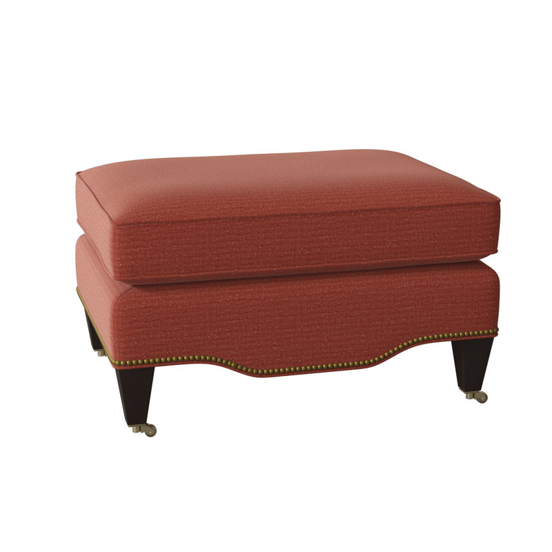 Gideon Ottoman, Stepping Stones Ivory, American Walnut, Antique Brass Small