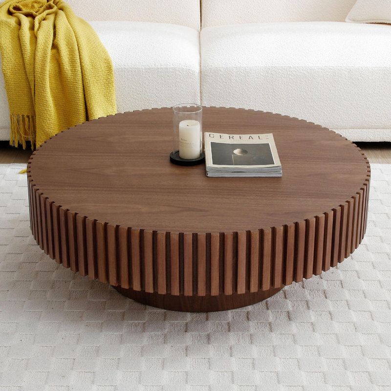 Table basse à piédestal Ansel, 13.98" H x 31.5" L x 31.5" W, Noyer