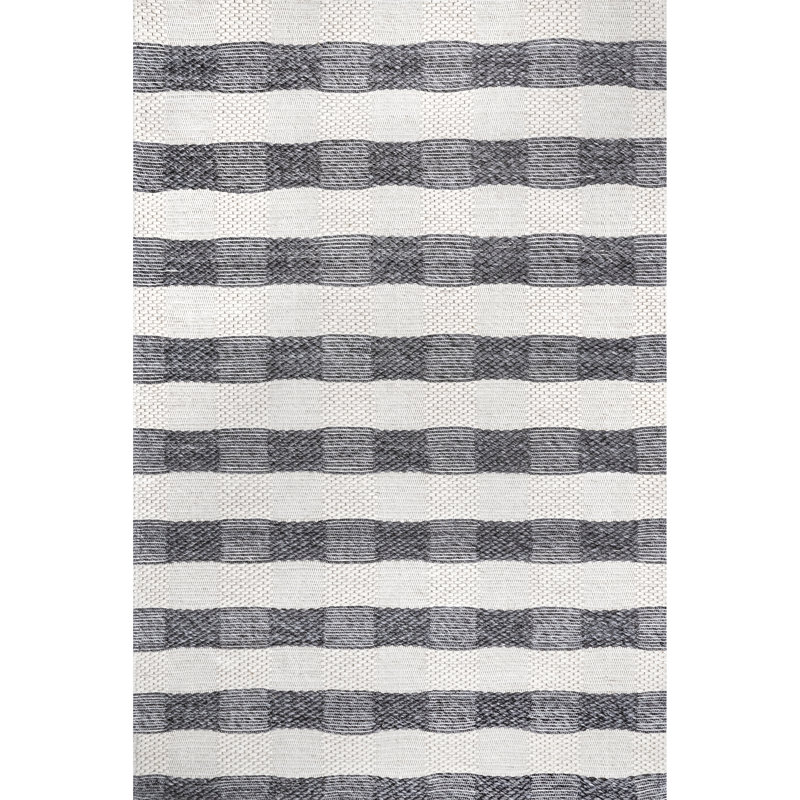 Tapis gris en laine rayé Daubert, Rectangle de 5 pi x 8 pi