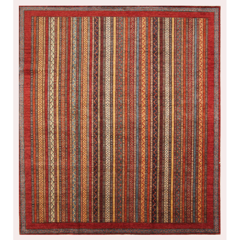 Aryana Wool Striped Area Rug in Red