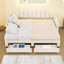Lit de jour simple TG rembourré avec couchette extensible, éclairage à DEL intégré et tiroirs de rangement-1743101026