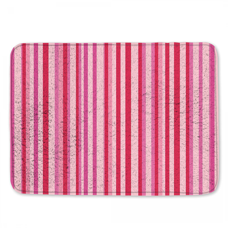 Tapis de bain rose à rayures, L 24 po x L 17 po
