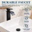 Robinet de lavabo à vasque cascade haut, en acier inoxydable noir mat, sans trop-plein et bonde escamotable.